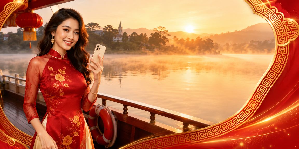 Người chơi tại Đà Lạt thư giãn và trải nghiệm game slot trên ứng dụng di động trong không gian lãng mạn