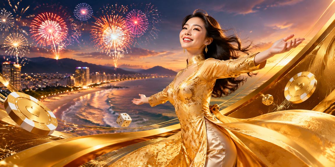 Người phụ nữ mặc áo dài tại Đà Nẵng đang xem màn hình Jackpot trên điện thoại buổi tối