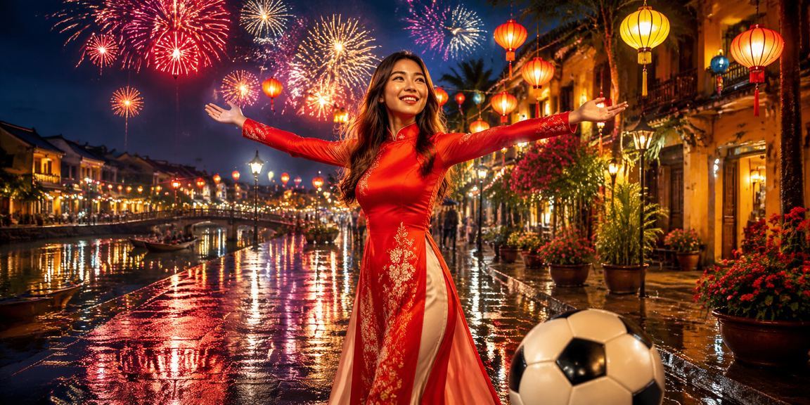 Người chơi tại Hội An theo dõi trận bóng đá và đặt cược thể thao trên điện thoại trong không gian truyền thống